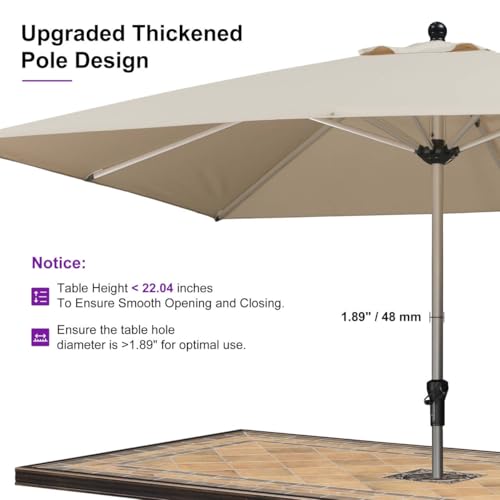 Image of PURPLE LEAF Patio Umbrella 10' x 10' Square Aluminum Frame Khaki