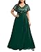Green Plus Size Dress Emerald Women Formal Evening Gowns Mother of Bride Holiday New Years Christmas Sequin Long Dresses
