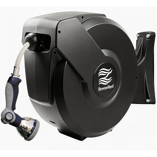Retractable Garden Hose Reel 5/8 100ft Heavy-Duty Aluminum Mount