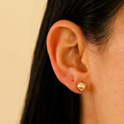 14k Real Gold Ball Stud Earrings for Women & Men (2mm-8mm Diameter) - Real 14k Gold, Secure Screw Back Design 6