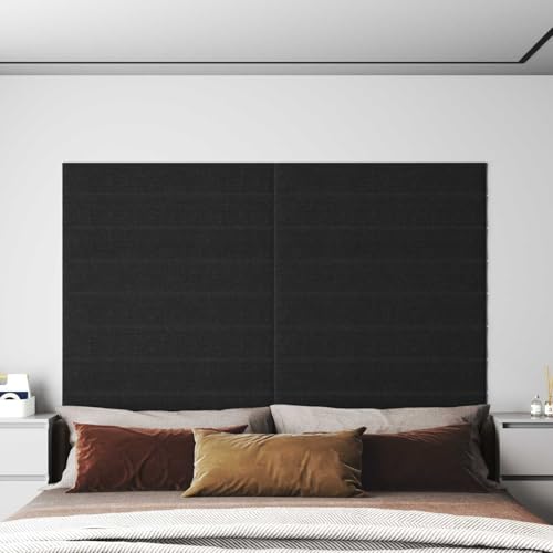 Mokuyary - Cabecero de cama de pared, 12 piezas, color negro, 90 x 15 cm, tela para cama, decoración de dormitorio -A