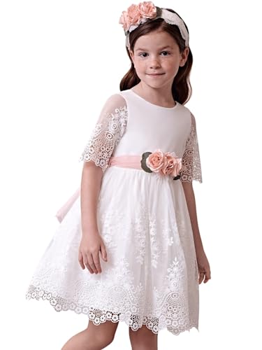 Robe en tulle brodée guipure Abel & Lula élégance haute couture pour filles