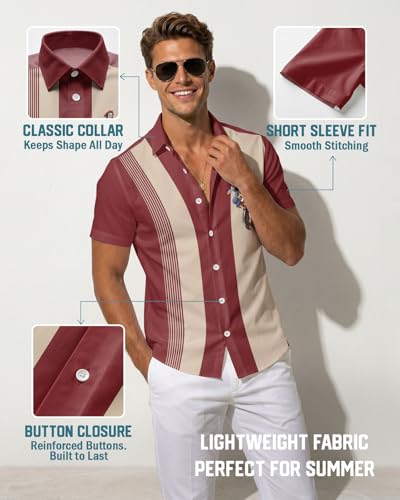 Image of 99TIMORO Tropical Printed Men's Hawaiian Shirts Short Sleeve Top | Culture Character Button Down Shirt Lightweight Breathable Beach Vacation Business Casual Summer Gifts Classic Fit