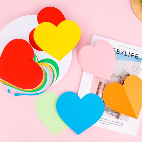 72stk 15,3x13,2cm Herz-Papierausschnitte, 9 Farben Großer Herzförmiger Karton Doppelseitig Liebesherz-Ausschnitte Valentinstag-Bastelarbeiten für Kinder Klassenzimmer Pinnwand-Dekoration