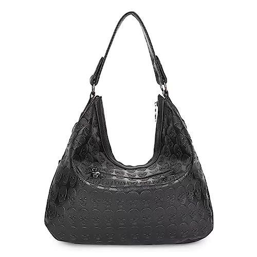 Bolso Satchel Grande Negro con Calaveras y Cadena miniatura 4
