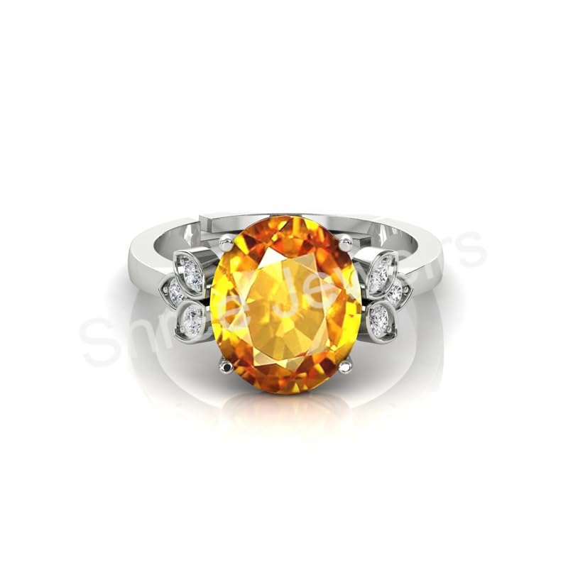 Anillo de zafiro amarillo natural Pukhraj ovalado y plata esterlina 925 2