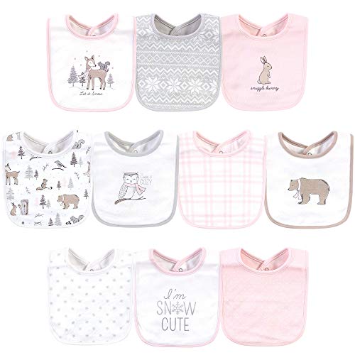 Image of Hudson Baby Unisex Baby Cotton Bibs, Winter Forest, One Size