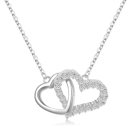 18K Gold Plated S925 Sterling Silver Heart Necklace Elegant Romantic Jewelry Birthday Gift for Women