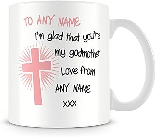 Godparents Pair of Personalised Mugs/Cups - Christening/Baptism Gift for Godmother and Godfather