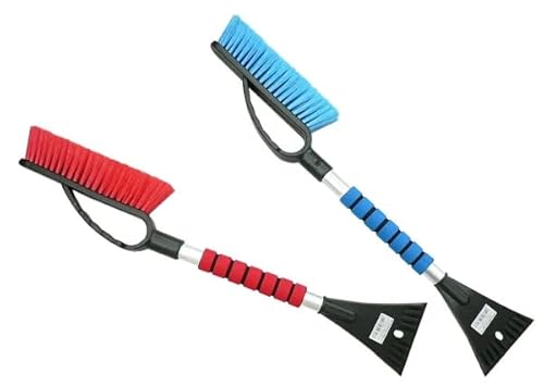 COPAP Raspador de hielo para coche con batidor de 57 cm, mango ergonómico antideslizante, de ABS de alta resistencia, 2 unidades, rojo y azul Cover