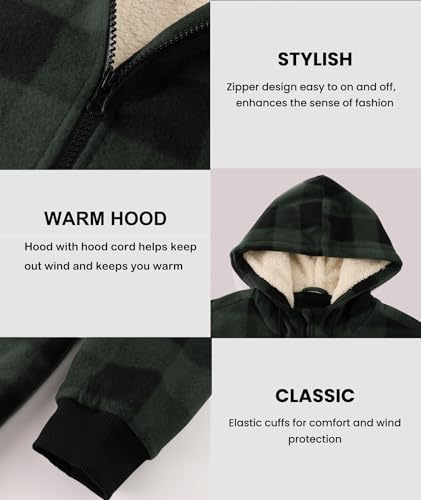Image of onedog Mens Zip Up Hoodies Fleece Sherpa Lined Sweatshirt Winter Warm Jacket