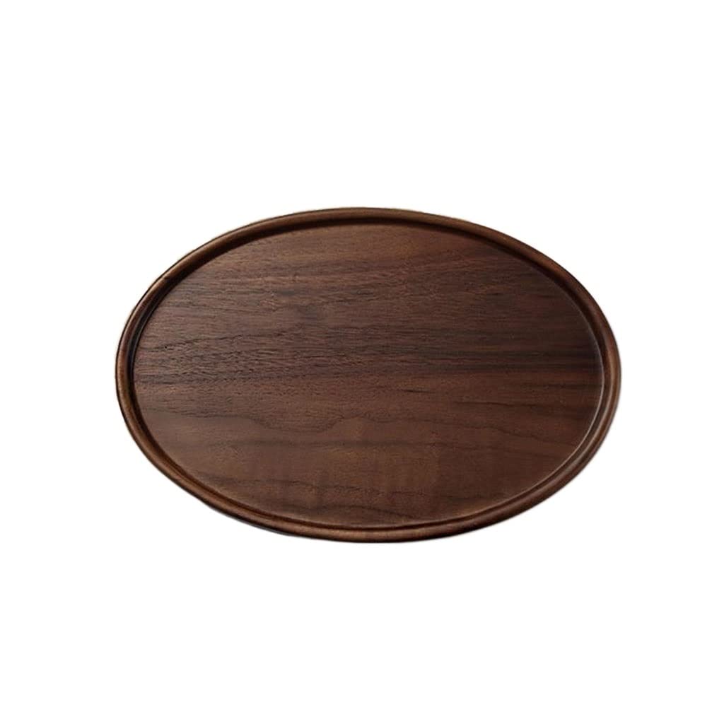 eexbz Tray Oval Serving Plate Black Walnut Plate Breakfast in Bed Rectangular Butler Tray, Coffee Table Decoration Serving Trays