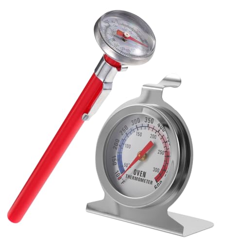 CIYODO 2 Piezas Termómetro para Barbacoa y Horno Inoxidable con de Resistente al Calor Lectura Instantánea para Carne Leche y Bebidas para Cocina