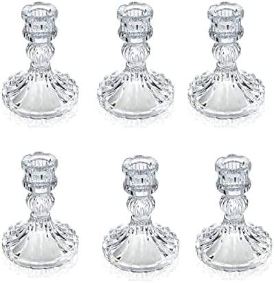 Glass Candle Holder - Taper Candlestick Holders, Decorative Candle Sticks Set of 3, for Formal Events, Wedding, Church, Table Centerpiece Decoration