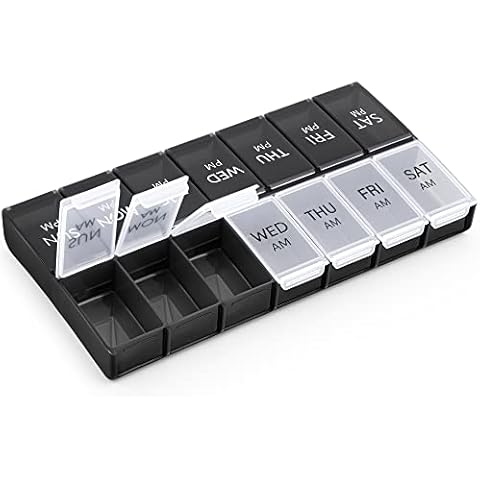 Pill Organizer 2 Times a Day, Extra Large AM PM Pill Box, Easy Open Weekly Pill Case Box, Arthritis Friendly Daily Pill Container, Day Night Pill Container 7 Day for Vitamin (Large) Cover