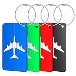 Brencco 4 aluminum luggage tags with card for personal information dirt and stain resistant metal luggage tags for luggage bags