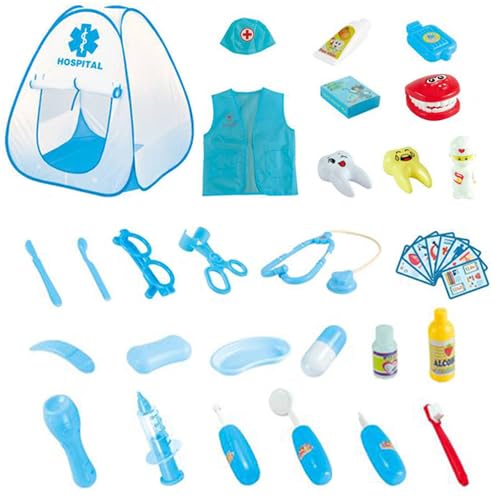 Hylukon Doctor Kit for Toddlers 3-5, Dentist Kit with Pretend Play Set of Teeth and Dental Accessories, Pretend Dentist Play Set, Christmas Birthday Costume Role Play Dress Up Gift for Boys Girls