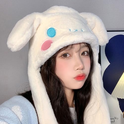 Kawaii Rabbit Plush Hat with Scarf for Women Girls Funny Cartoon Plush Cap Cosplay Christmas Cute Bunny Hat Gift4