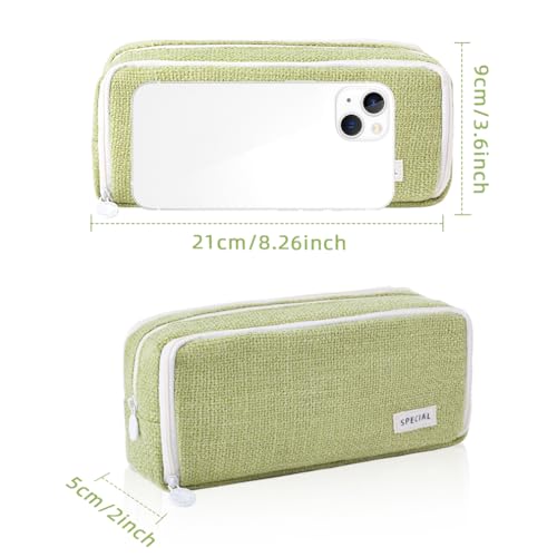 Image of iSuperb Large Pencil Pouch 3 Compartments Pencil Case Big Capacity Pencil Bag for Kids Teen Girls Boys Student School Supplies Pen Organizer Holder Bag (Green)