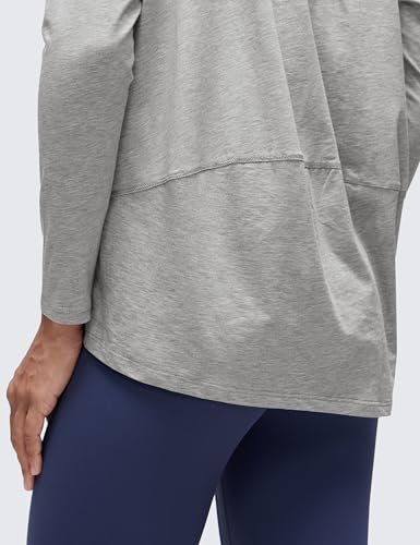 Image of CRZ YOGA Long Sleeve Workout Shirts for Women Loose Fit-Pima Cotton Yoga Shirts Casual Fall Tops Shirts