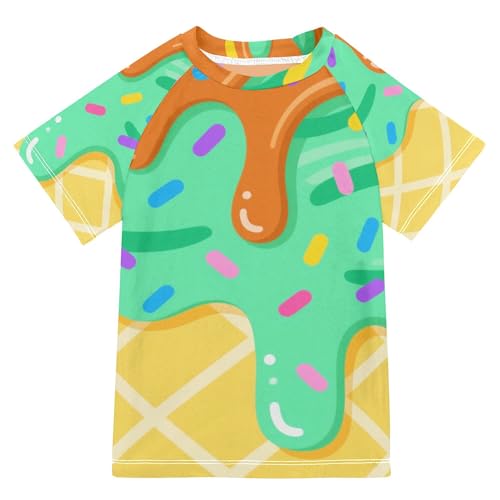 Ice Cream Teal Bathing Suit Kids Sun Protection Sweatshirt Swimwear Beach Tops 3T