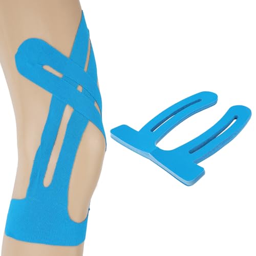16uds Cinta Kinesiológica Precortada para Rodillas, Cinta Rodilla Gimnasio de Algodón Transpirable y Sin Látex para Estabilización Articular y Soporte Muscular(Azul)