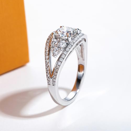 Moissanite Engagement Ring 1.2-2.8CTTW D Color VVS1 Clarity 925 Sterling Silver Vintage Bezel Halo Promise Wedding Anniversary Rings for Women with Certificate4