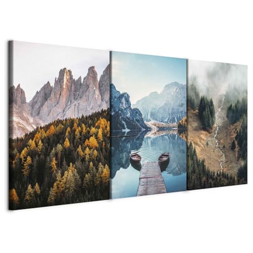 murando - Tableau triptyque mural Ensemble 120x60 cm (3 pièces de 40x60 cm chacune) – Impression sur toile pour salon et chambre - Paysage d'automne -...