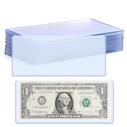 20 fundas transparentes para billetes impermeables 6.8x2.9 pulg. miniatura 1