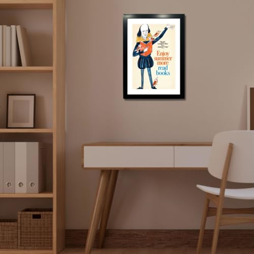 Image of Kagaz Kala - Motivational Funny Quotes - Book Readers Quotes Framed Wall Art Prints Painting Posters - Digital Vintage Posters Print, A4 Synthetic Frame (Enjoy summer more, read books)