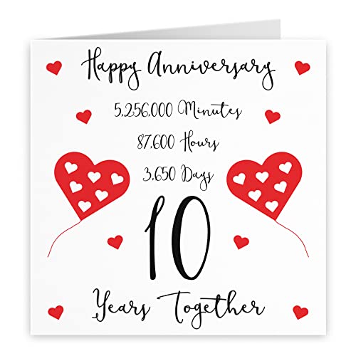 Hunts England, Large 10th Wedding Anniversary Card, 10 Years Together, Happy Anniversary, Timeless Collection, Large - Image 2