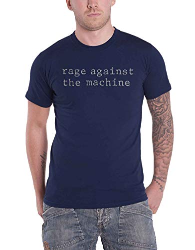Rage Against The Machine Original Logo Hombre Camiseta Azul Marino L, 100% algodón, Regular