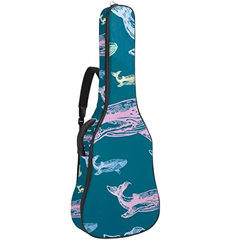 Sac à dos guitare acoustique imperméable 42.9in motif tropical avec organiseur