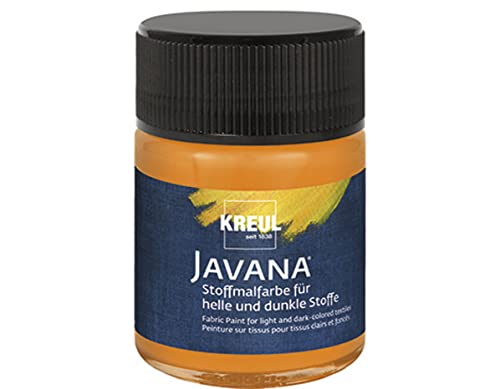 KREUL 91958 - Javana pintura para tejidos claros y oscuros, bote 50 ml naranja, color brillante al agua, carácter pastoso, para estampar y estarcir