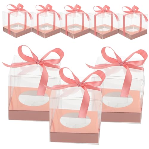 OUNONA Strongly Resistant Bakery Boxes 9x9x9cm Rose Gold Cupcake Packing Boxes for Display