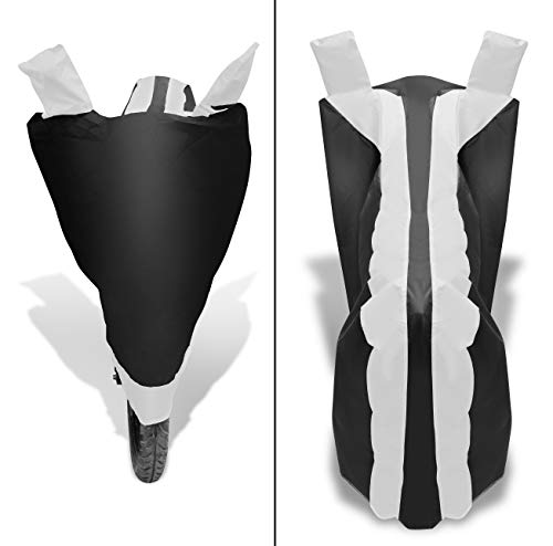 Image of Auto Hub Bike Cover Compatible with TVS Apache RTR 160 with Mirror Pocket, Dustproof, Heat Resistant, Triple Stitched, Apache 160 Bike Cover- Black, White