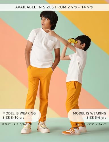 Image of Amazon Brand - Symbol Boys Cotton Rich Stretchable Knit Terry Track Pants Joggers | Age 2-14 Years