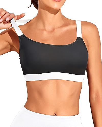 Image of Tempt Me Women Sports Bra Swim Crop Tops Only | Scoop neck, Bathing suits top, Removable cups, Adjustable straps