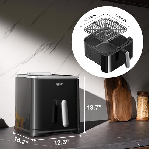 Image of Typhur Sync 8QT Air Fryer with Built-in Wireless Thermometer, 9-in-1 Smart Airfryer with PFAS free Ceramic Nonstick Basket for Quick Easy Meals, Cooks 6lb Whole Chicken, Dishwasher Safe Parts