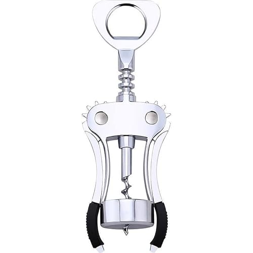 Zinc Alloy Wing Corkscrew, Multifunctional Wine Bottle Opener And Beer Cap Remover. For Restaurant Bar, Kitchen Home Use., Silver, 7.3X4.1X1.5 #TOP1