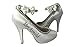 Silver & Ivory Customized Satin Bow Wedding Heels with Closed Toe Pump