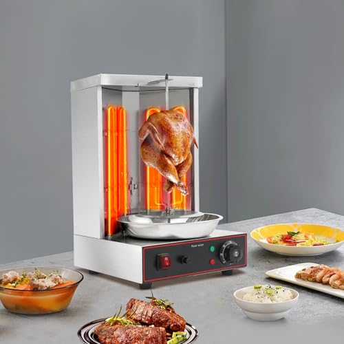 NaMaSyo Dönergrill vertikaler Elektrogrill Gyrosgrill Dönerspieß Edelstahl elektrisch Grill mit Mittelspieß Grillspiesse für Döner, Gyros, Schaschlik – Bild 4