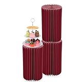 Columna expositora plegable, 3 piezas de papel plegable multicolor con placas superiores 20 a 100 cm(Wine Red,H 60cm)