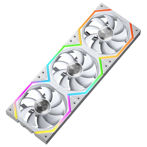 Image of Galaxy 120mm PC Case Fan, ARGB and PWM Cooling Fans PC, Axle Core Double Ring CD Pattern Module Computer Fans, Daisy-Chain 5V RGB Fan (White 3 Pack)