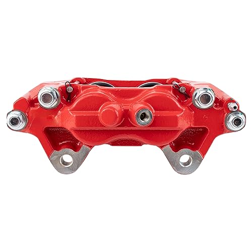 Image of TRQ Front Left Brake Caliper Performance Red Drivers Side | For 2003-2009 Toyota 4Runner 2007-2014 FJ Cruiser 2005-2023 Tacoma with 13WG Casting Number