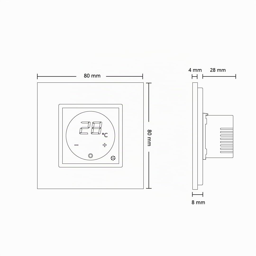 LIVOLO Raumthermostat Thermostat mit Glas Rahmen für Heizung Fußbodenheizung optional mit Bodenfühler Schwarz