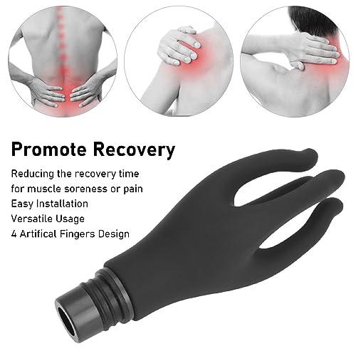Massage Gun Attachments,Fascia Gun,Fascia Massage Gun Head,Fascia Massage Head Replaceable Head 4 Fingers Artifical Hand Silicone Fascia Machines Attachment Black Caliber 0.71‐0.75in miniatura 7