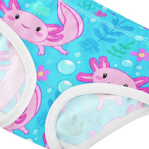 Cute Axolotls Sea Blue Pink Panties for Girl Toddler Girls Underwear Cotton Animals Briefs Undies Kids 2t4