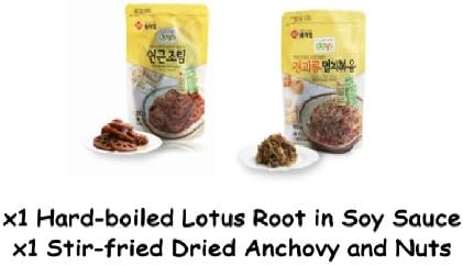 Chonggajip Side Dish Set A-6 (Hard-boiled Lotus Root in Soy Sauce x1, Stir-fried Dried Anchovy and Nuts x1) 종가집 반찬 세트 (연근조림 x1/견과류멸치볶음x1)