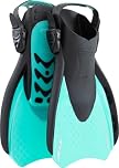 CRESSI since 1946 - Star Fins - Compact Adjustable Fin with a Powerful Vented Blade and a Comfortable Open Heel Foot Pocket - Black/Aqua Green - L/XL_UK 9-12 - Adults